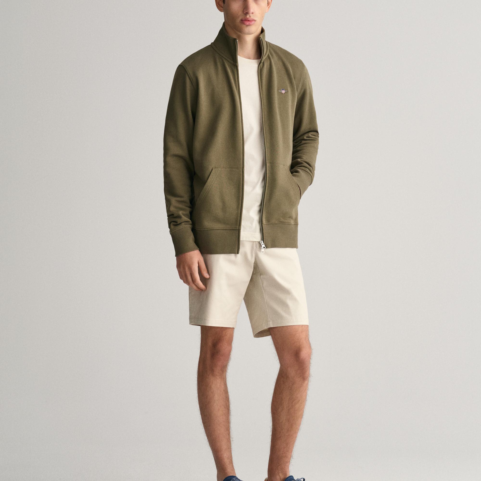 GANT Erkek Yeşil Regular Fit Fermuarlı Sweatshirt