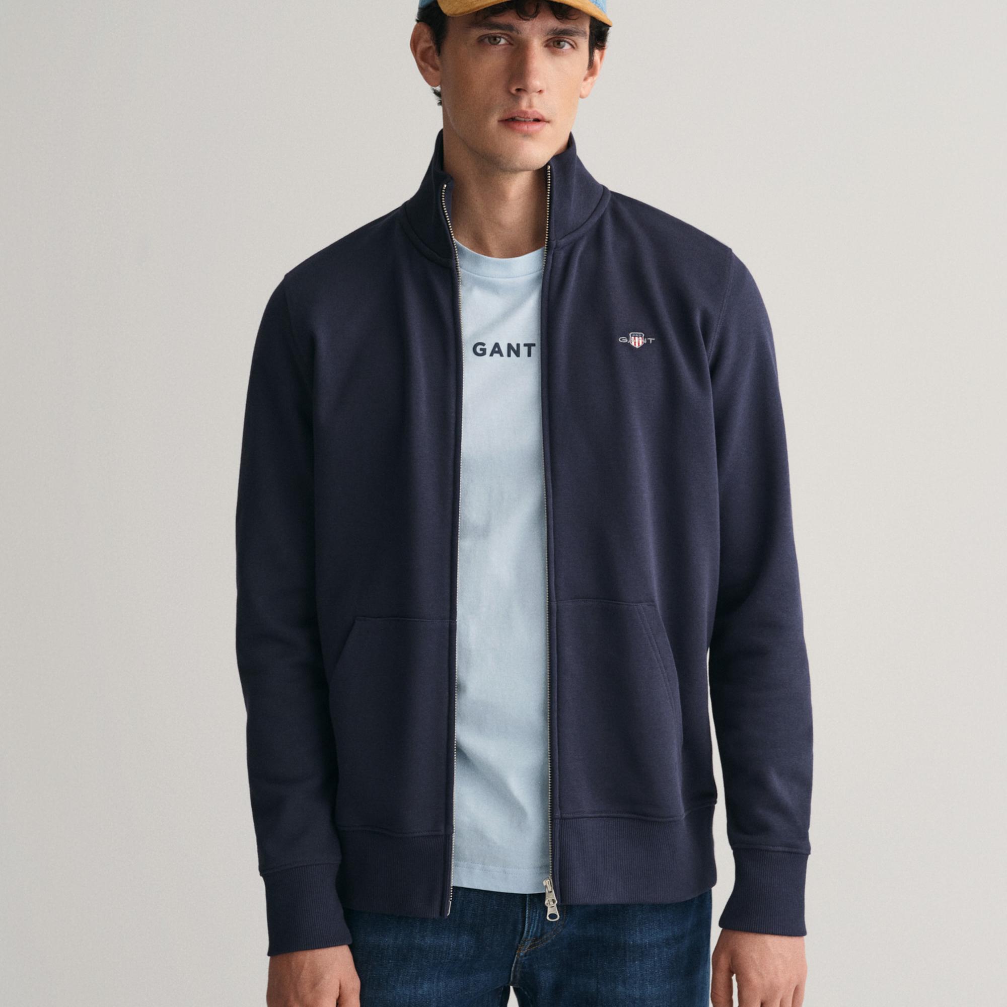 GANT Erkek Lacivert Regular Fit Fermuarlı Sweatshirt