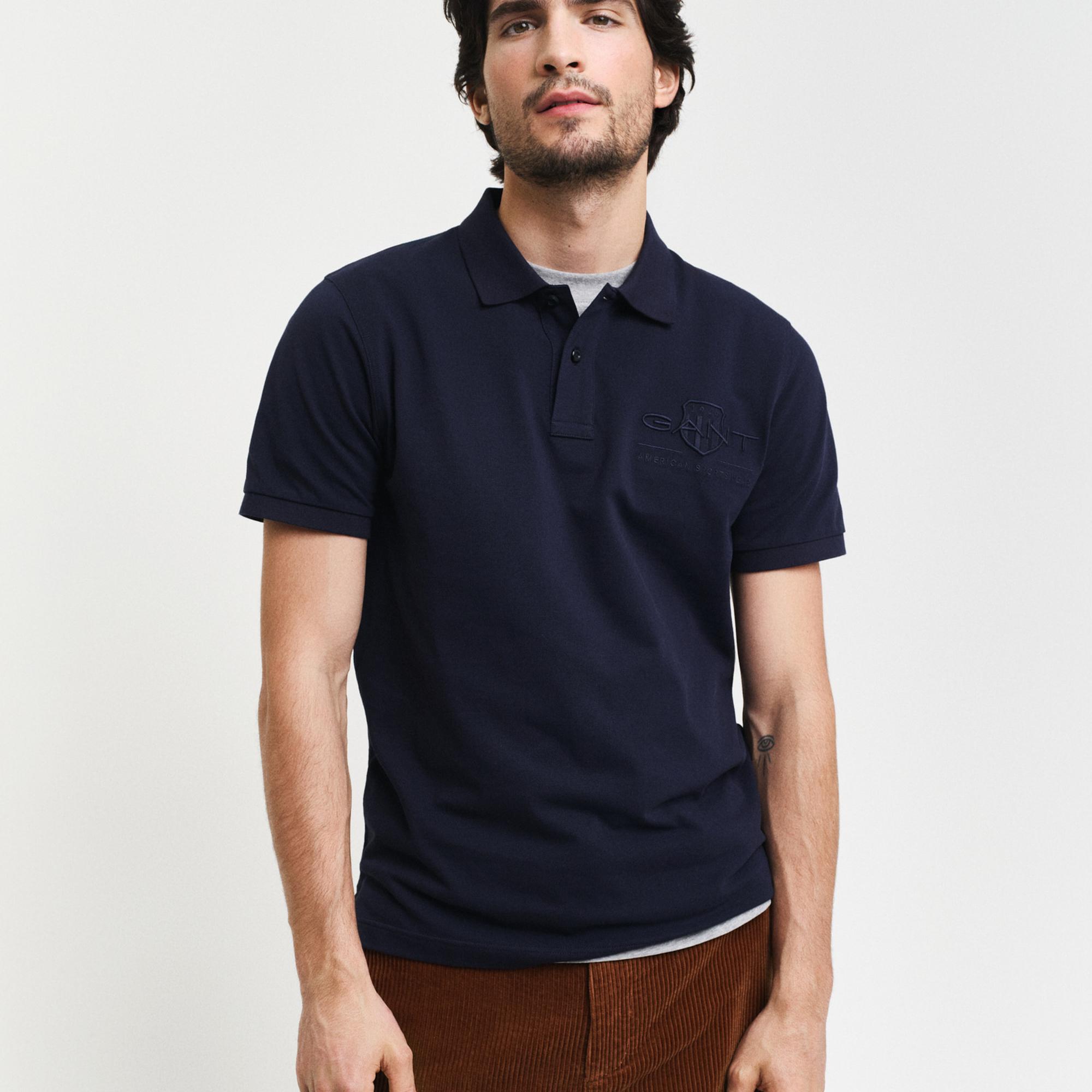 GANT Erkek Lacivert Regular Fit Logolu Polo