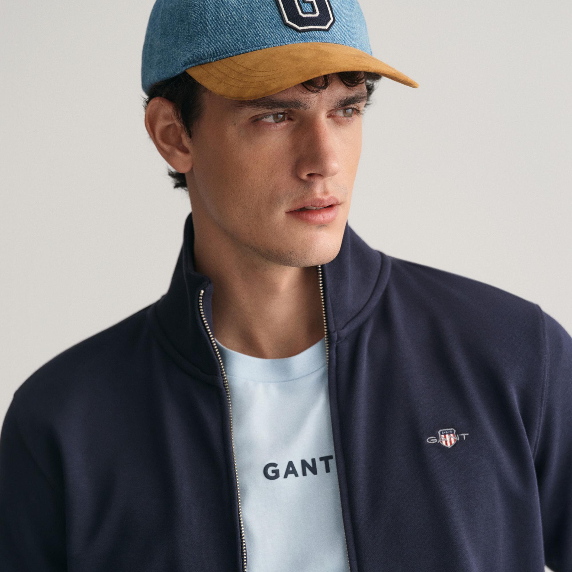 GANT Erkek Lacivert Regular Fit Fermuarlı Sweatshirt