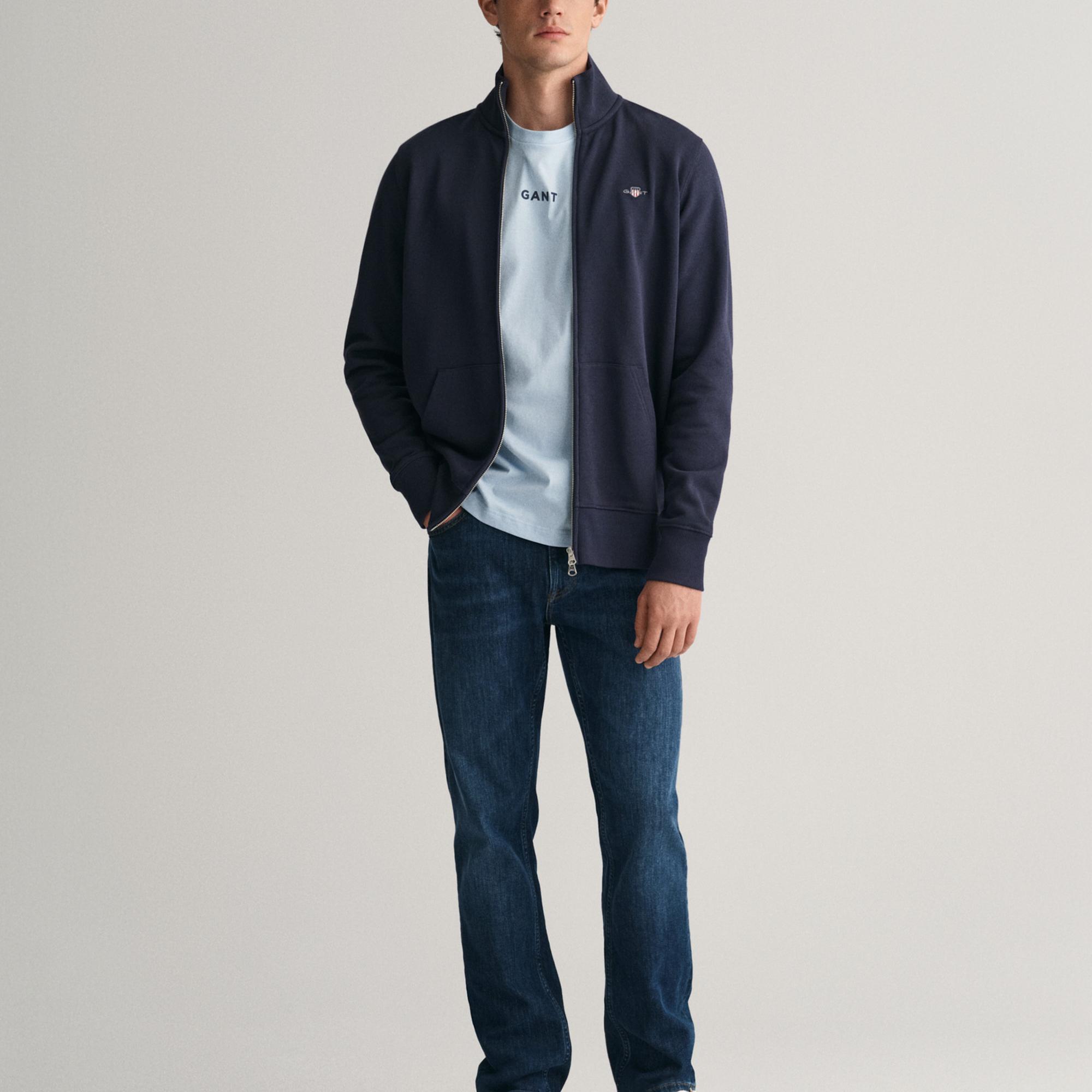 GANT Erkek Lacivert Regular Fit Fermuarlı Sweatshirt