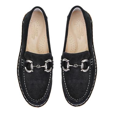 Kadın Siyah Toka Aksesuarlı DesaComfort Süet Deri Loafer
