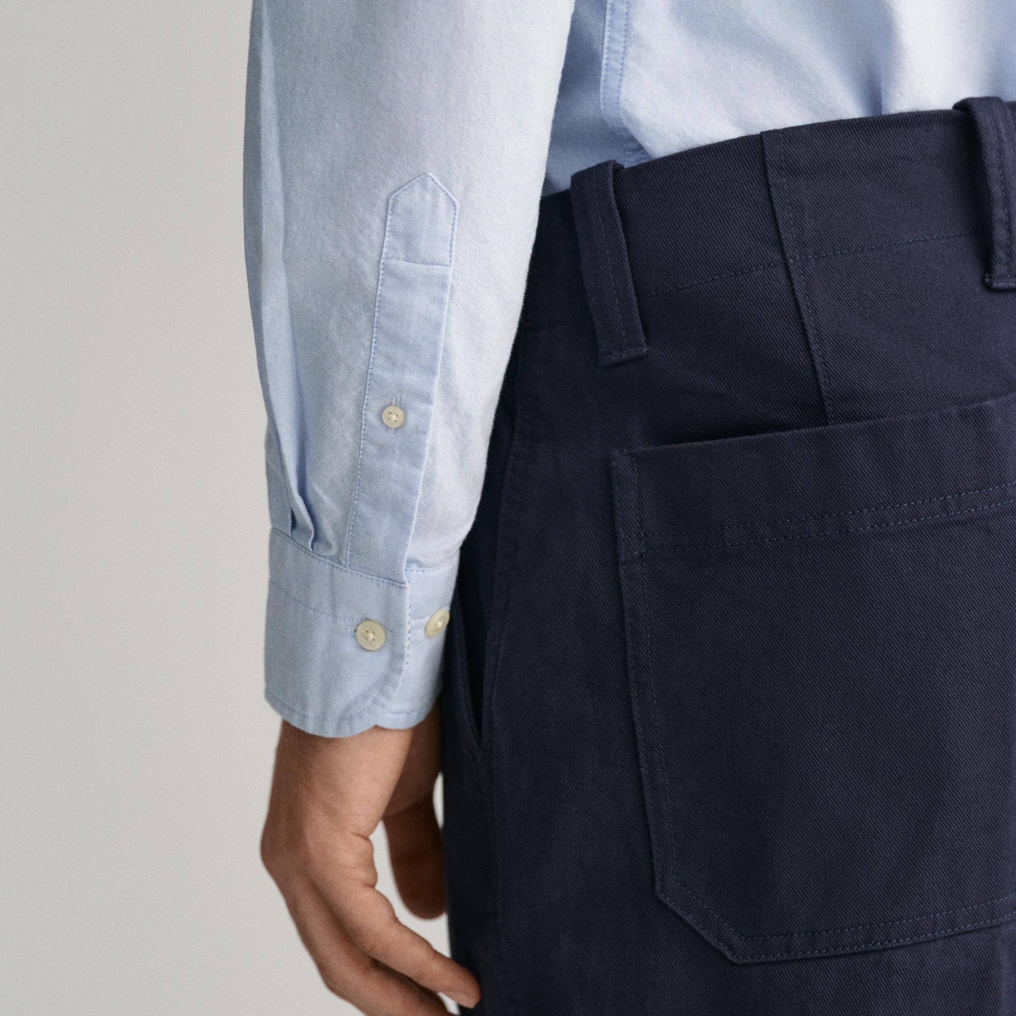 GANT Erkek Mavi Slim Fit Düğmeli Yaka Gömlek