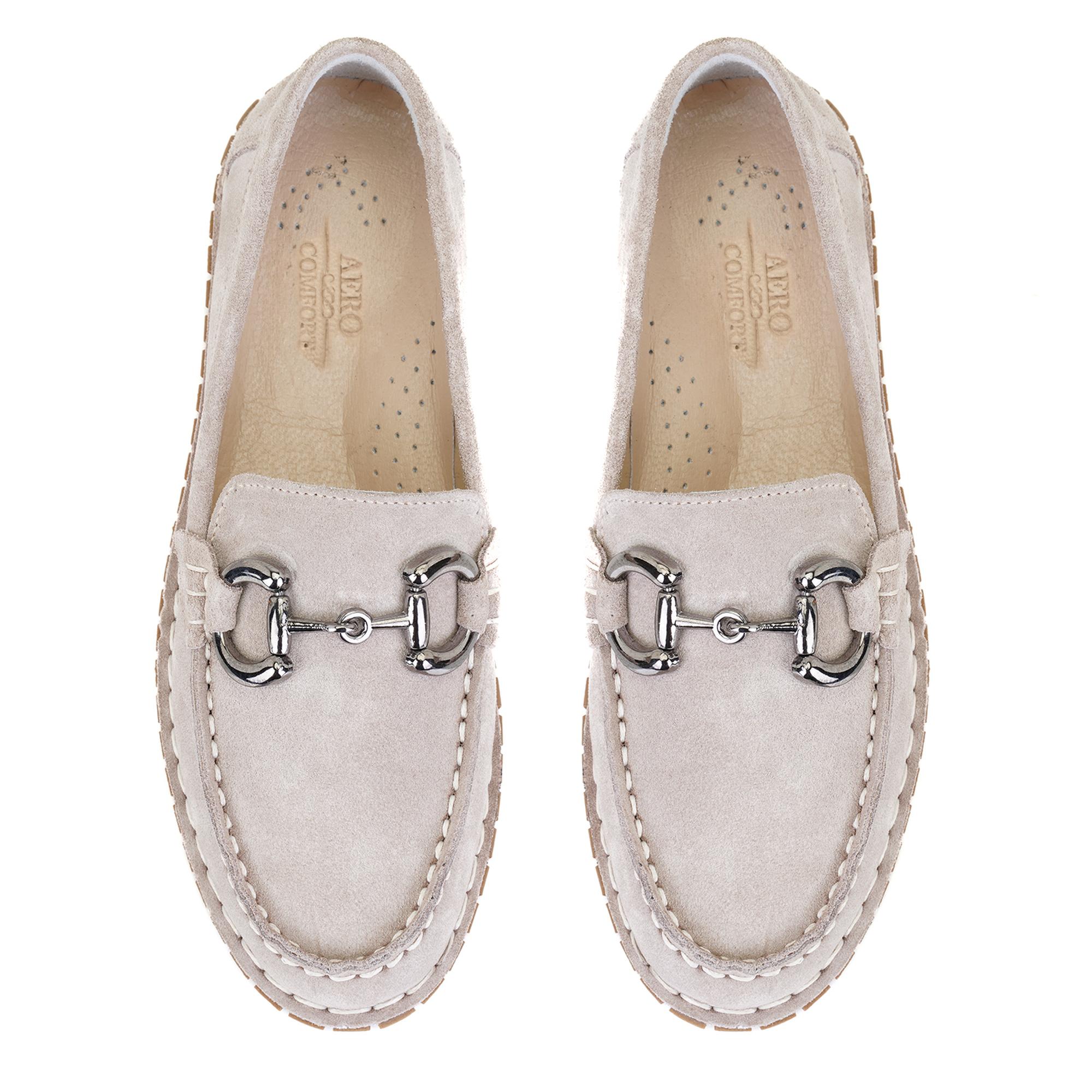 Kadın Gri Toka Aksesuarlı DesaComfort Süet Deri Loafer