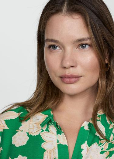  Mango Kadın Çiçekli Şort Tulum Yeşil