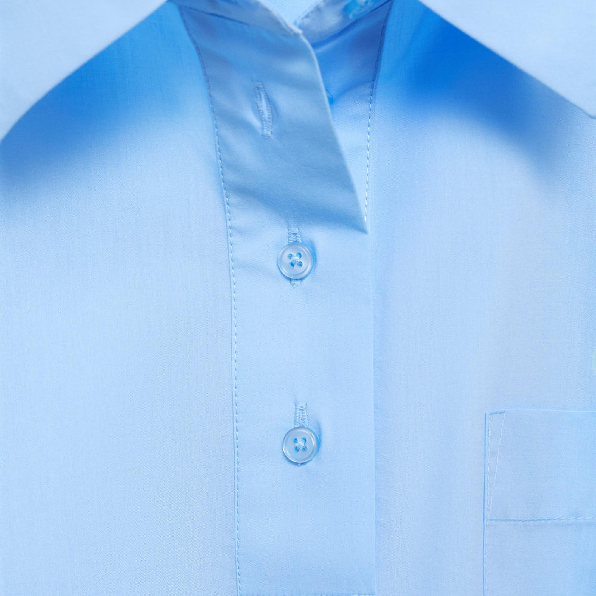 Mango Kadın Polo Yaka Kısa Gömlek Gök Mavisi