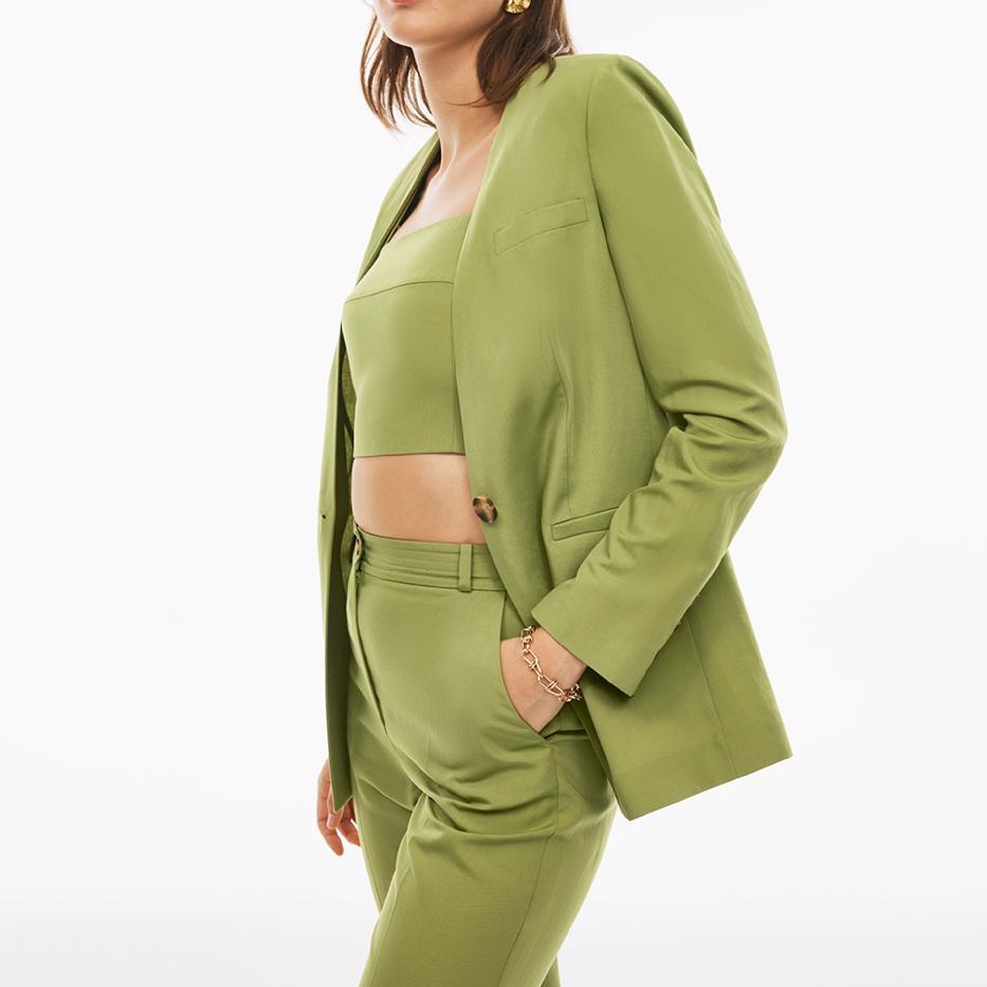 Perspective Blannes Açık Yeşil Renk Kadın Ceket