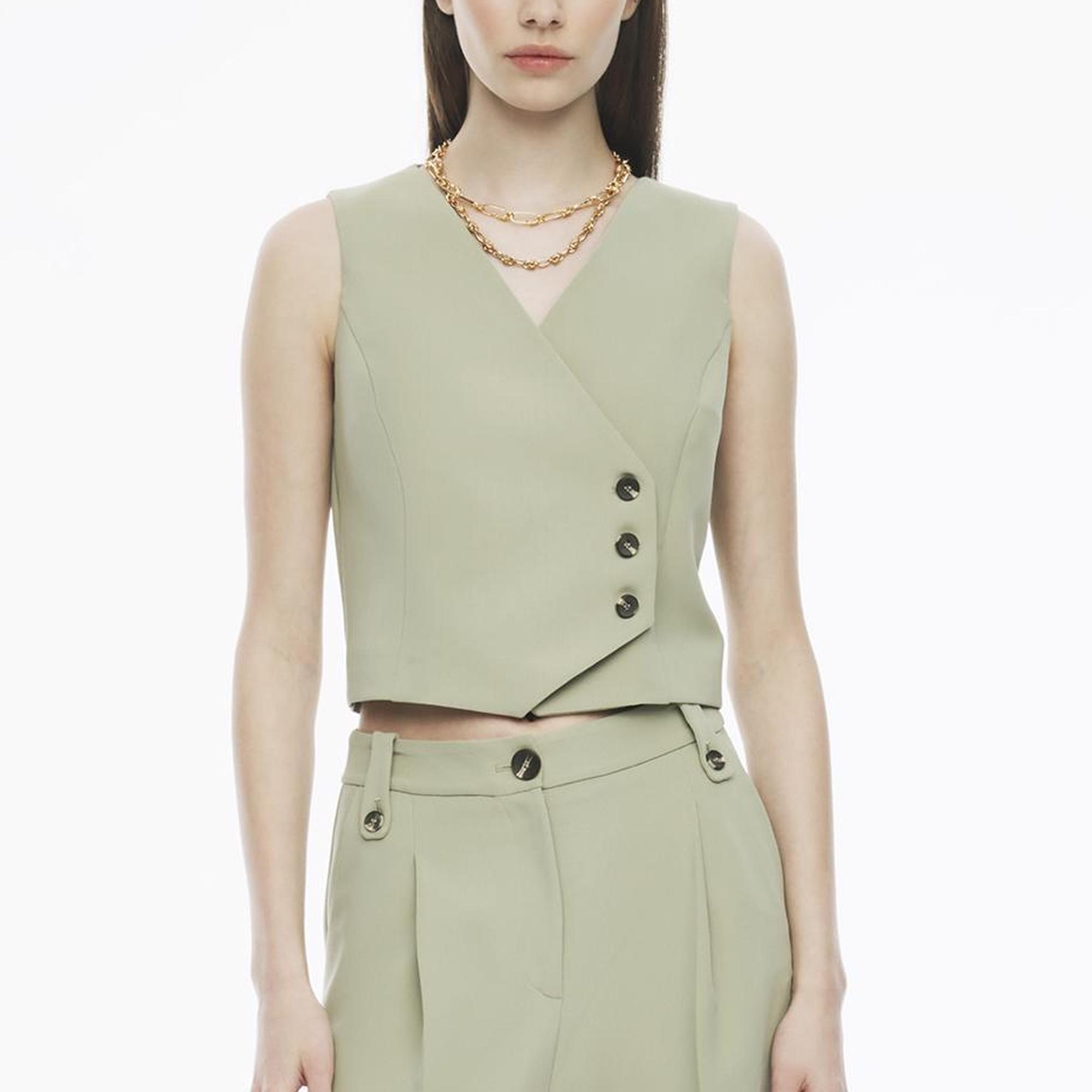 Perspective Fredos Çay Ağacı Yeşili Renk Kadın Yelek