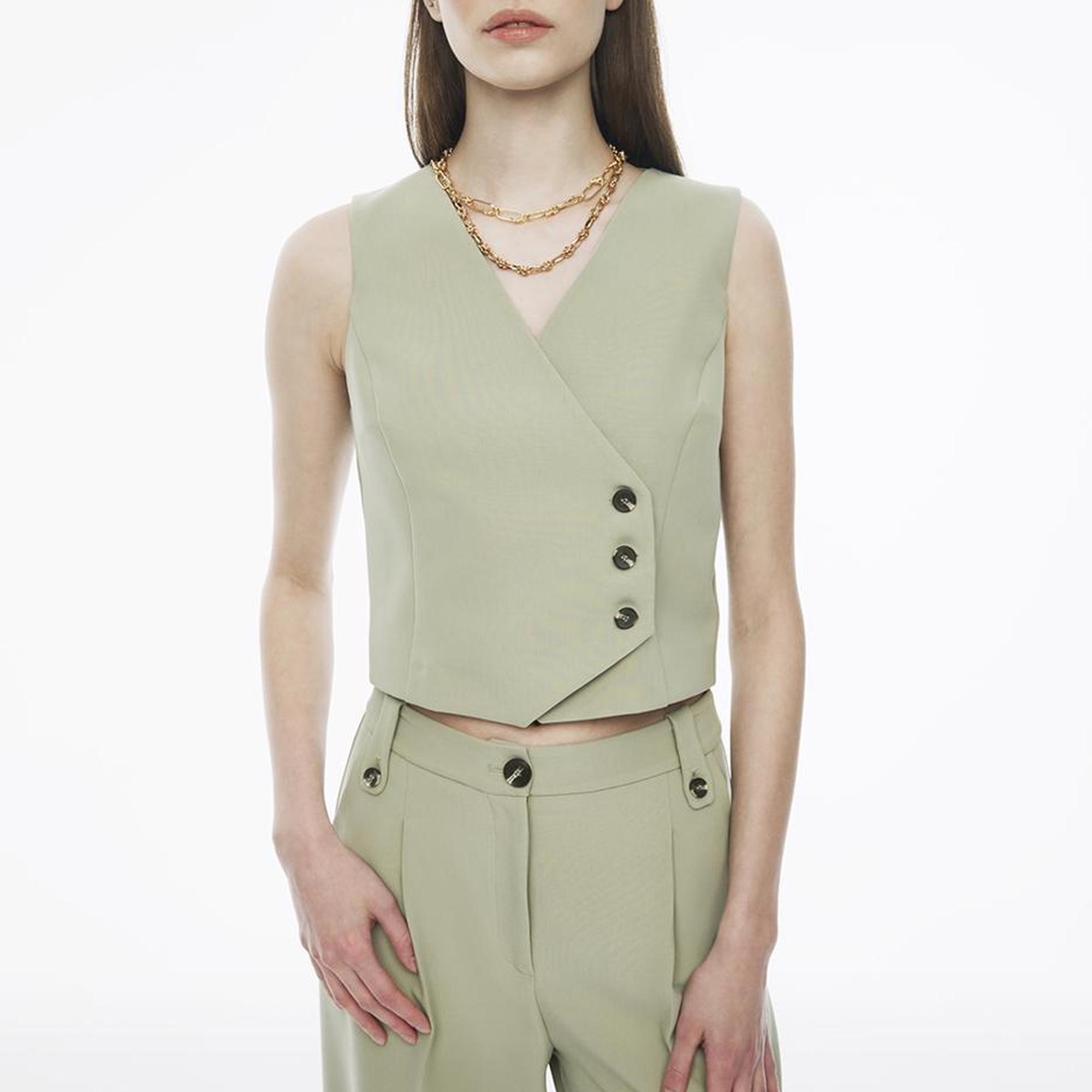 Perspective Fredos Çay Ağacı Yeşili Renk Kadın Yelek