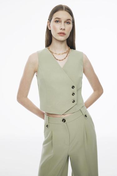  Perspective Fredos Çay Ağacı Yeşili Renk Kadın Yelek