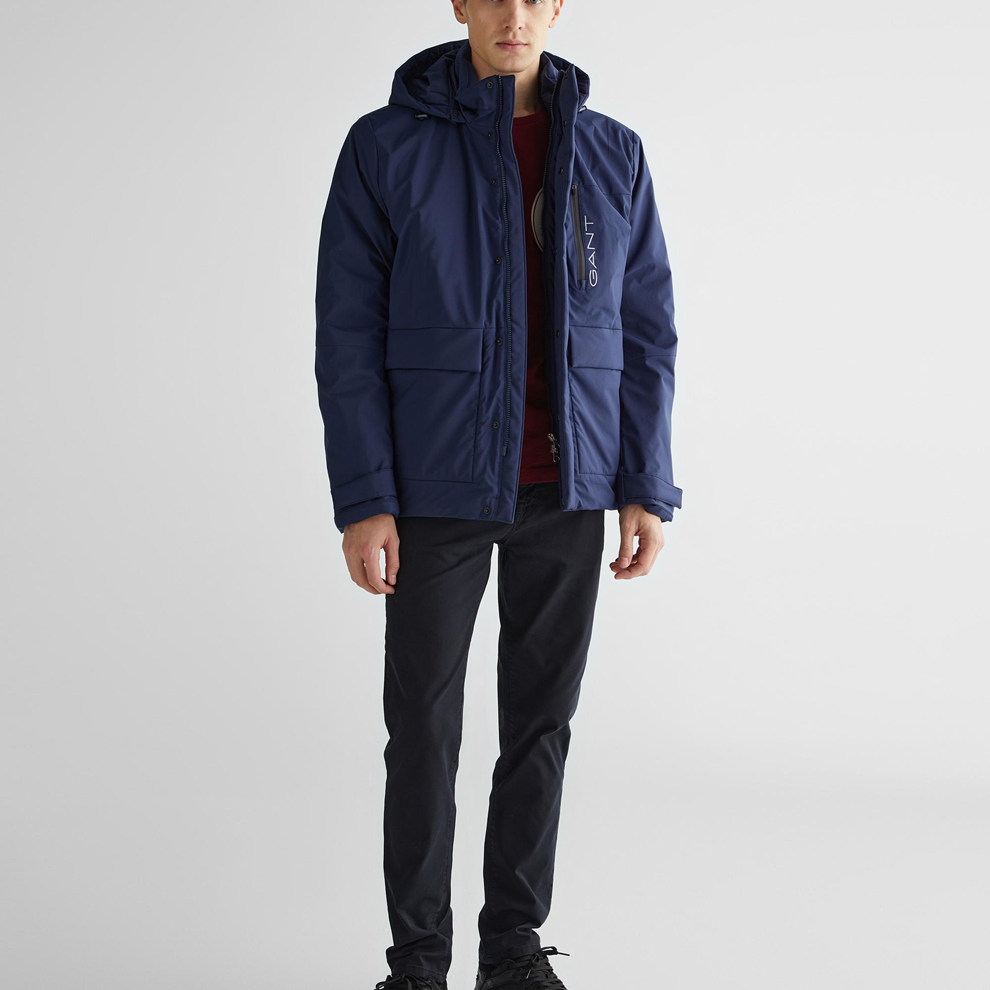 GANT Erkek Lacivert Kapüşonlu Logolu Mont