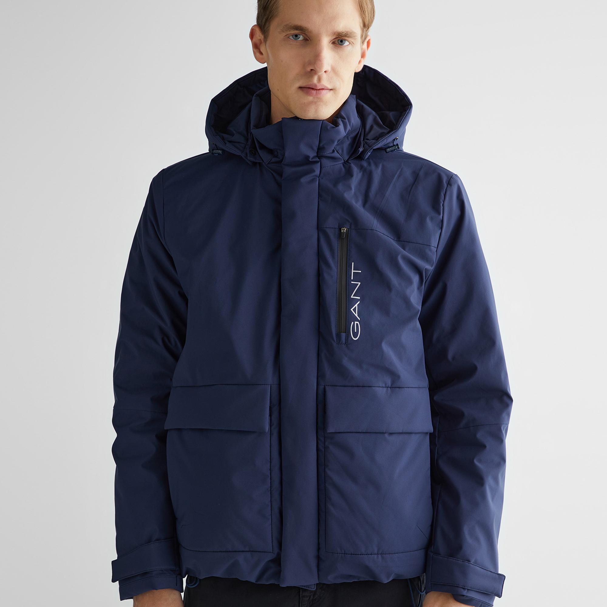 GANT Erkek Lacivert Kapüşonlu Logolu Mont