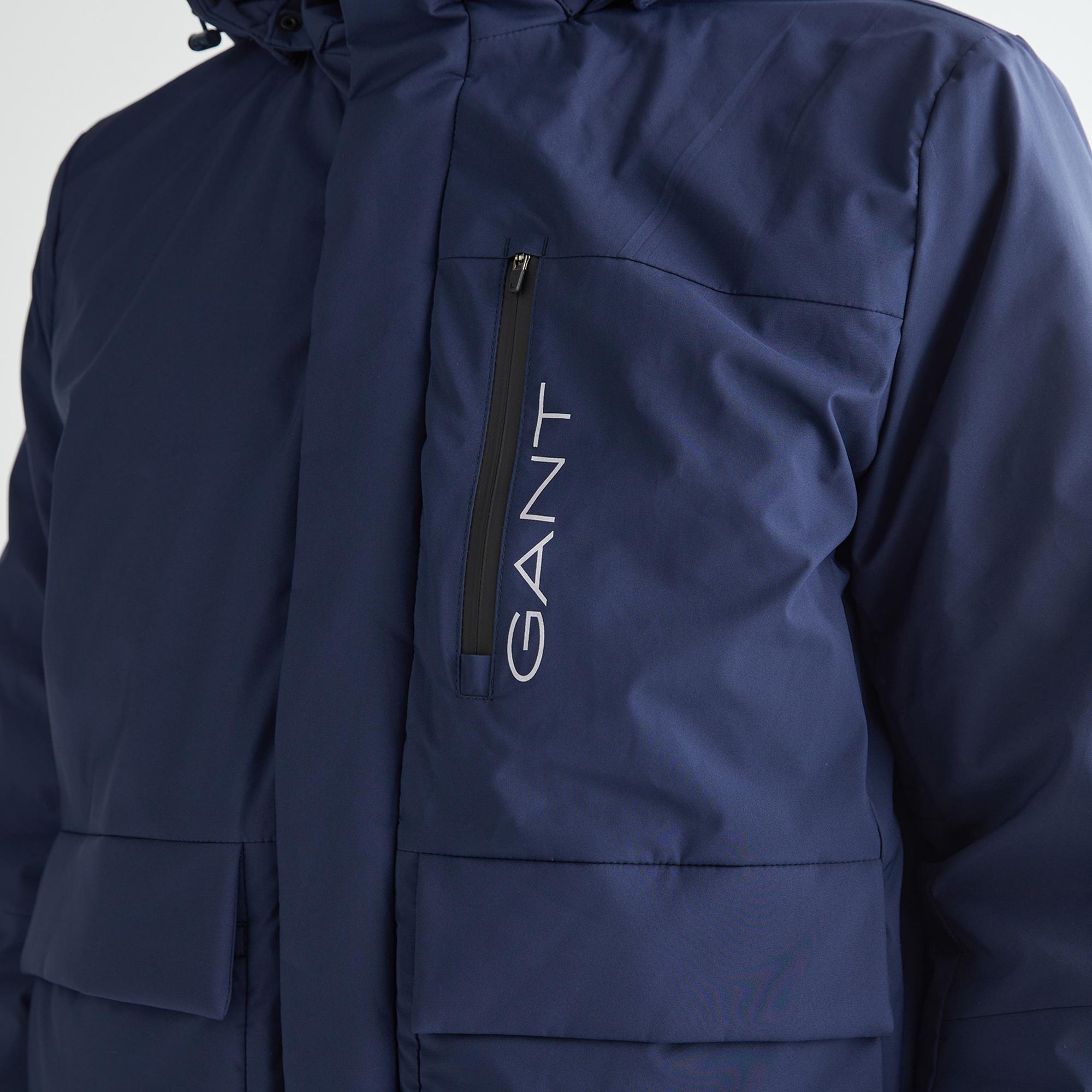 GANT Erkek Lacivert Kapüşonlu Logolu Mont