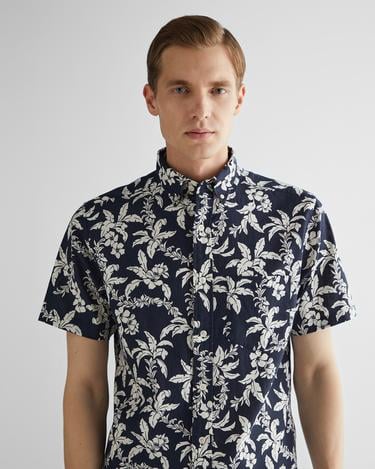  GANT Erkek Lacivert Regular Fit Klasik Yaka Desenli Gömlek