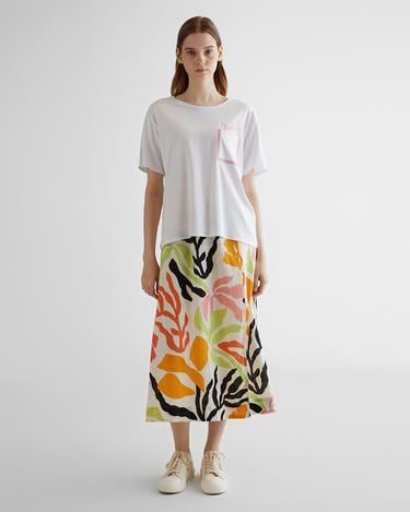  GANT Kadın Sarı Regular Fit Desenli Keten Etek