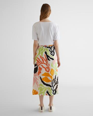  GANT Kadın Sarı Regular Fit Desenli Keten Etek