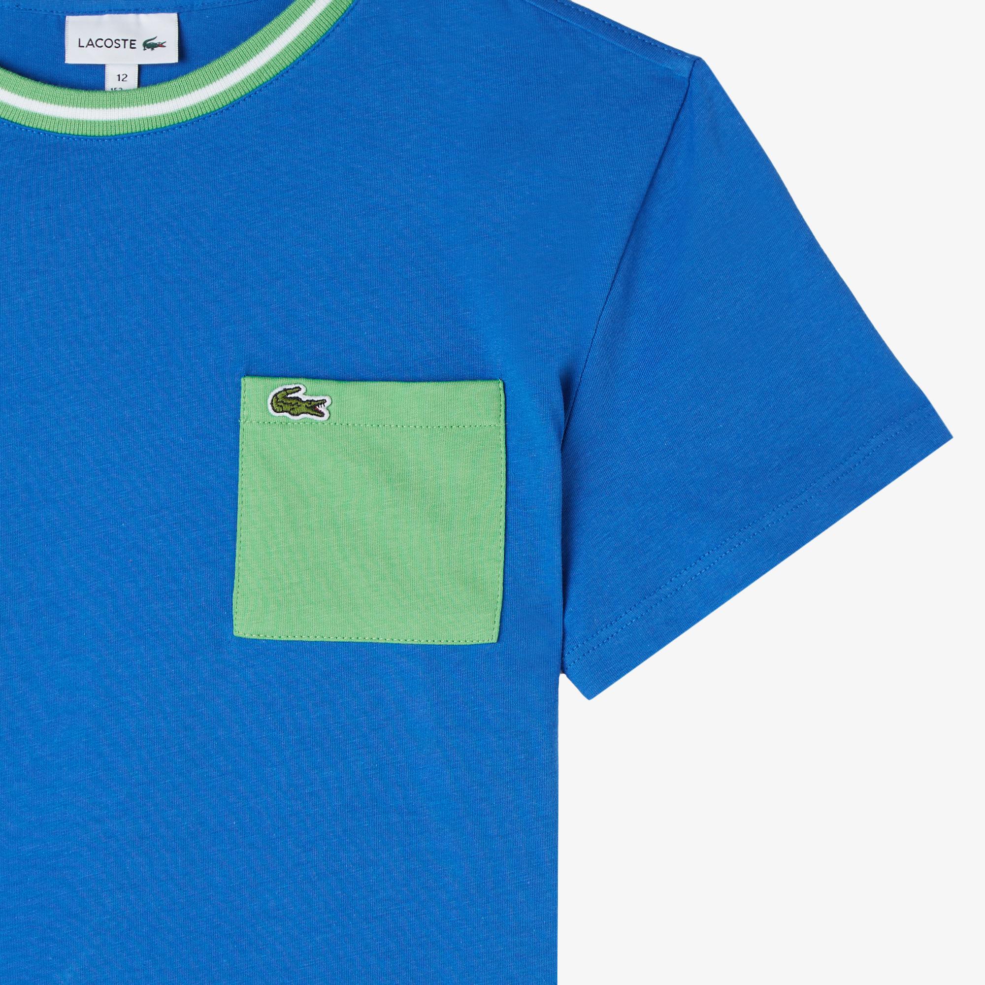 Lacoste Contrast Pocket Cotton Çocuk Mavi T-Shirt