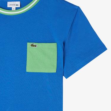 Lacoste Contrast Pocket Cotton Çocuk Mavi T-Shirt