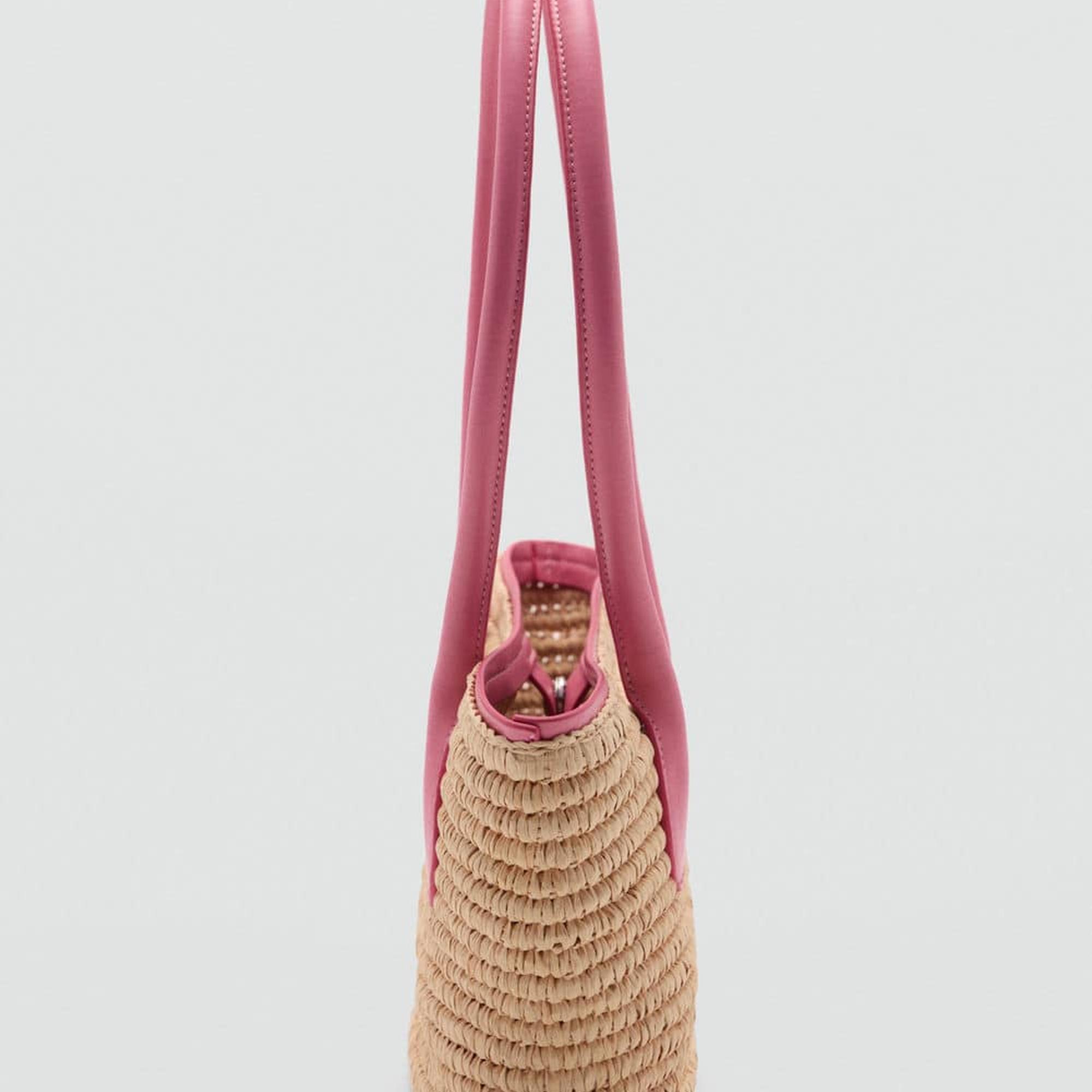 Mango Kadın Doğal Lifli Sepet Çanta Şeker Pembe