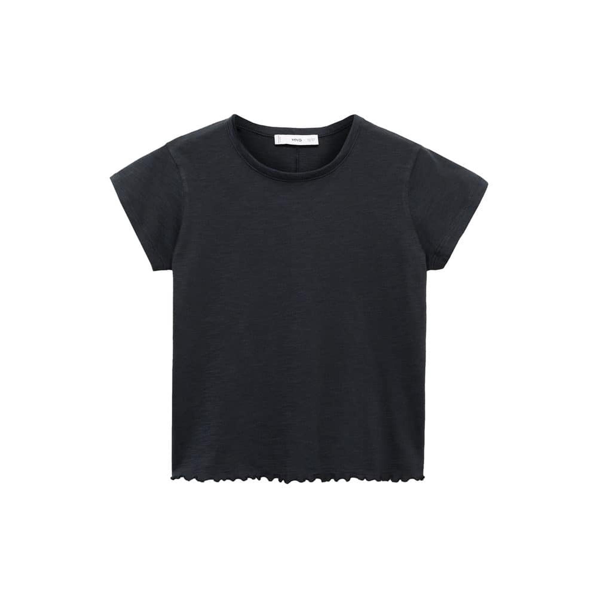Mango Kadın Kısa Kollu Pamuklu Tişört Siyah