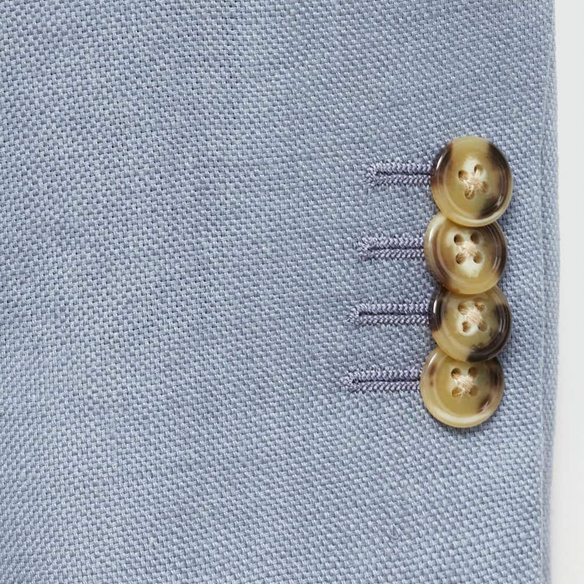 Mango Erkek %100 Keten Dar Kesim Blazer Ceket Gök Mavisi