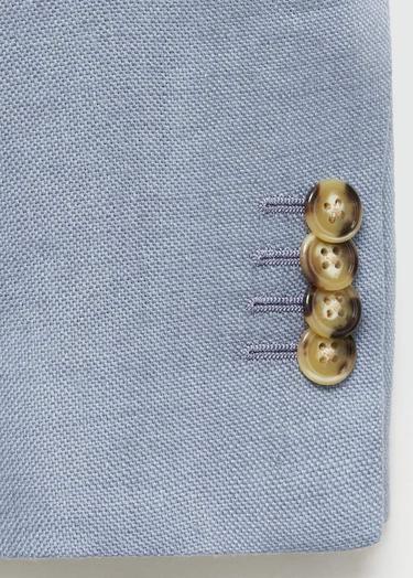  Mango Erkek %100 Keten Dar Kesim Blazer Ceket Gök Mavisi