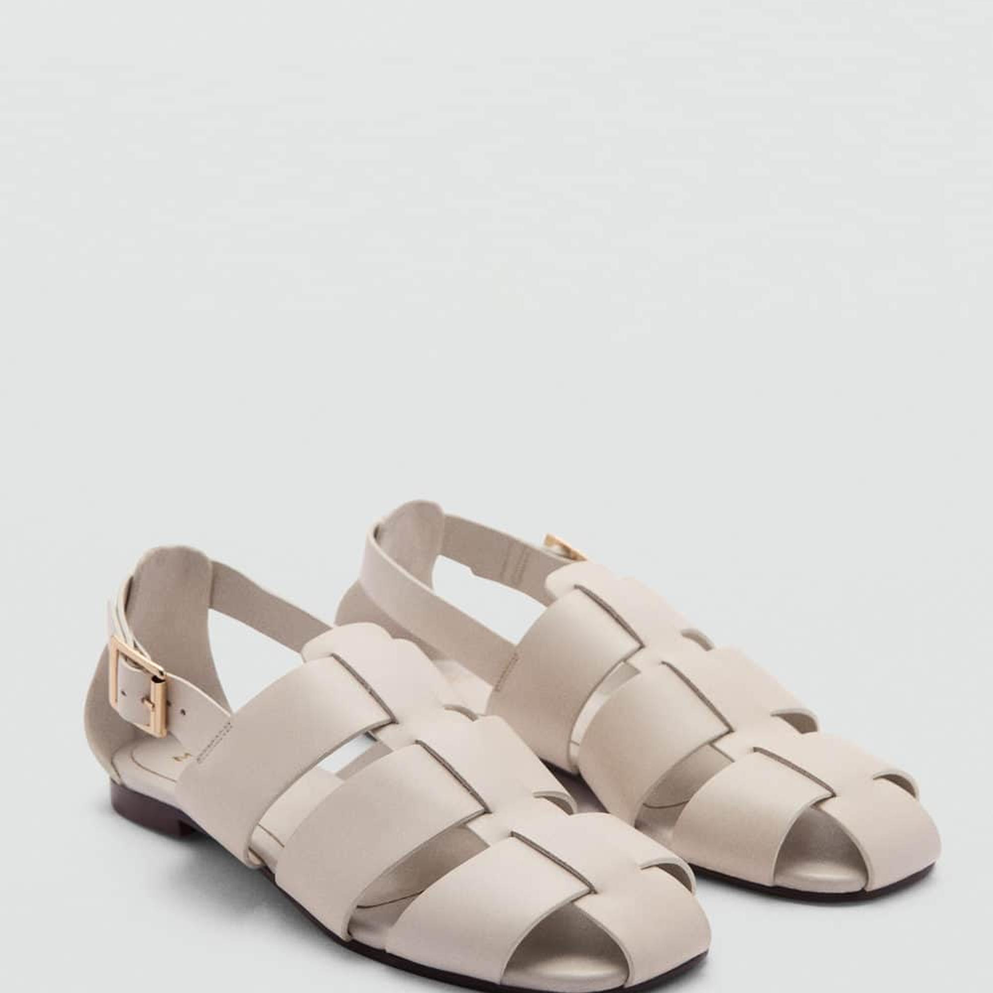 Mango Kadın Deri Sandalet Bej