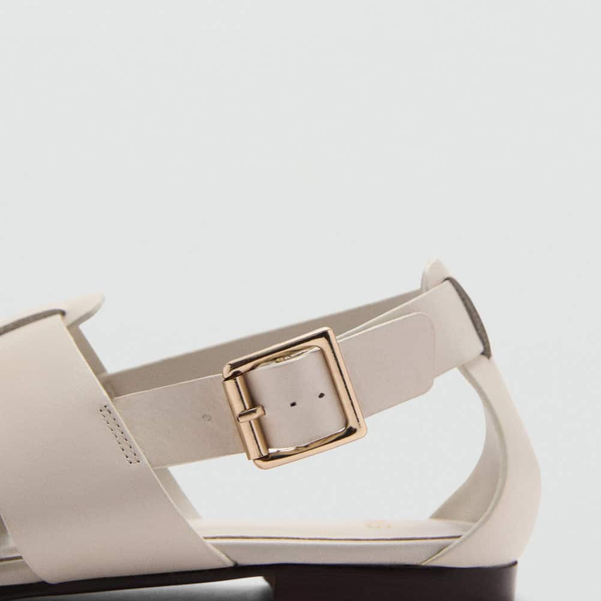 Mango Kadın Deri Sandalet Bej