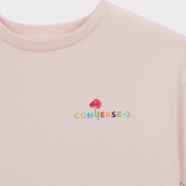  Converse Kadın Oversize Fit Baskılı Pembe T-Shirt