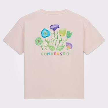  Converse Kadın Oversize Fit Baskılı Pembe T-Shirt