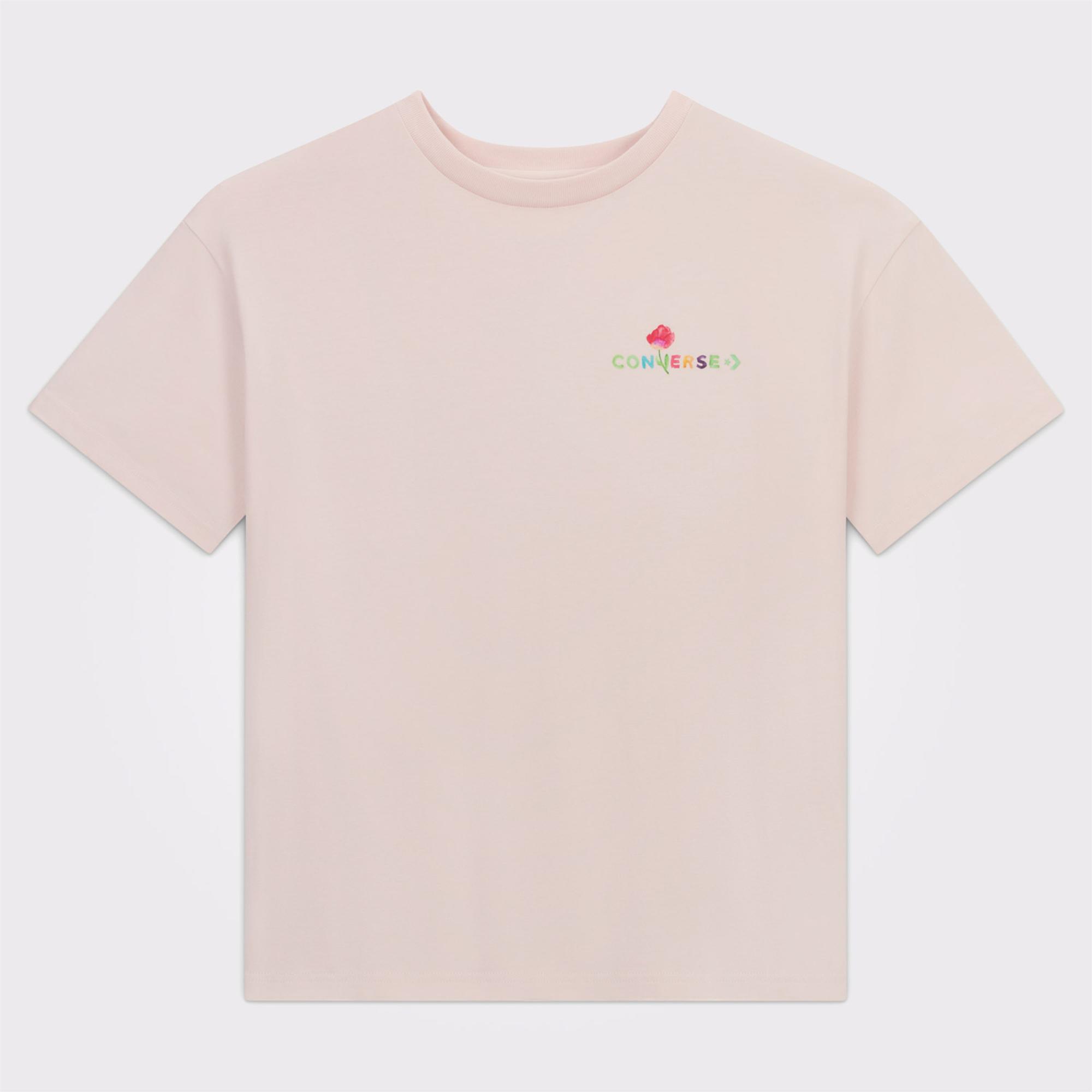 Converse Kadın Oversize Fit Baskılı Pembe T-Shirt