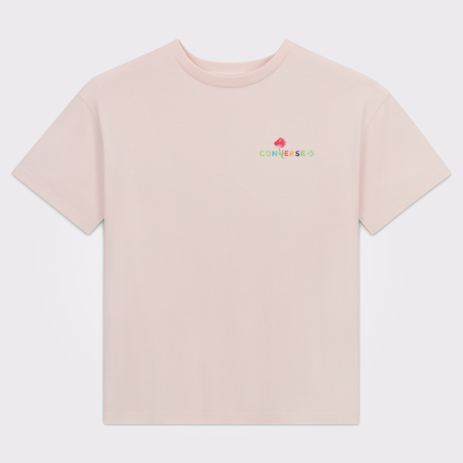  Converse Kadın Oversize Fit Baskılı Pembe T-Shirt