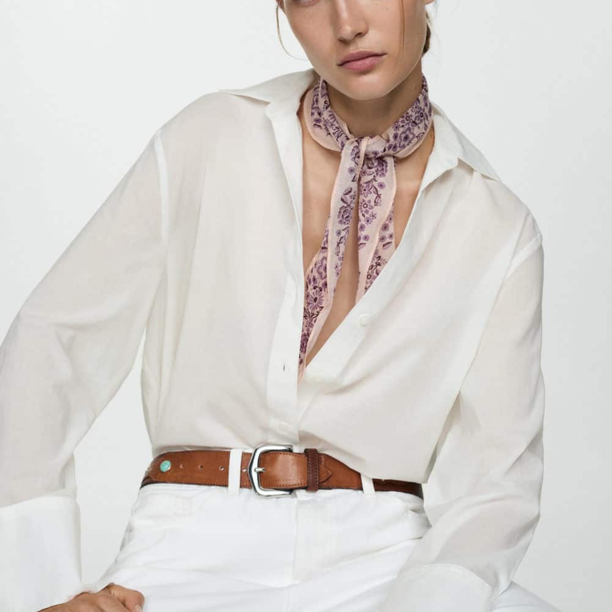 Mango Kadın Pamuklu Hafif Tişört Beyaz