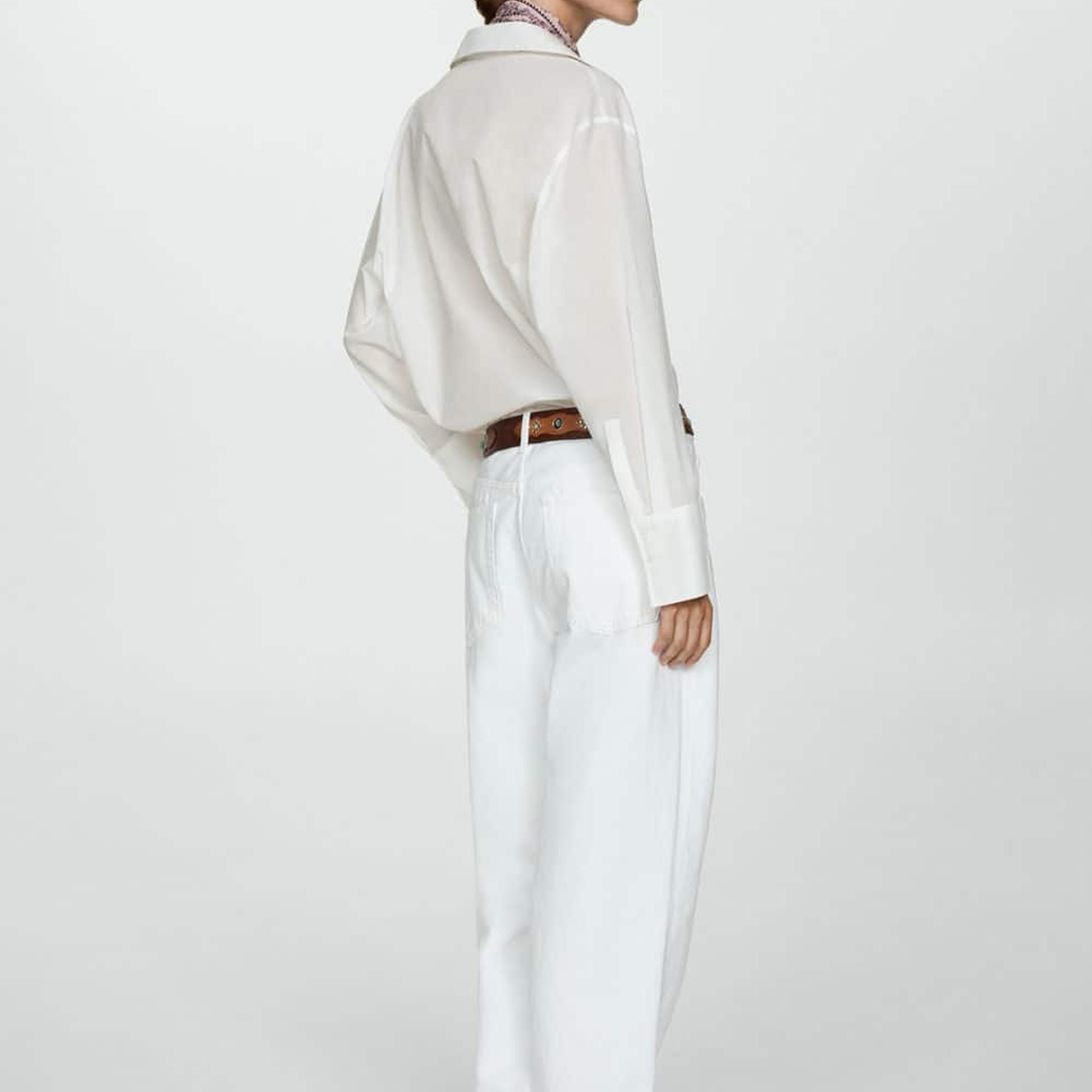 Mango Kadın Pamuklu Hafif Tişört Beyaz