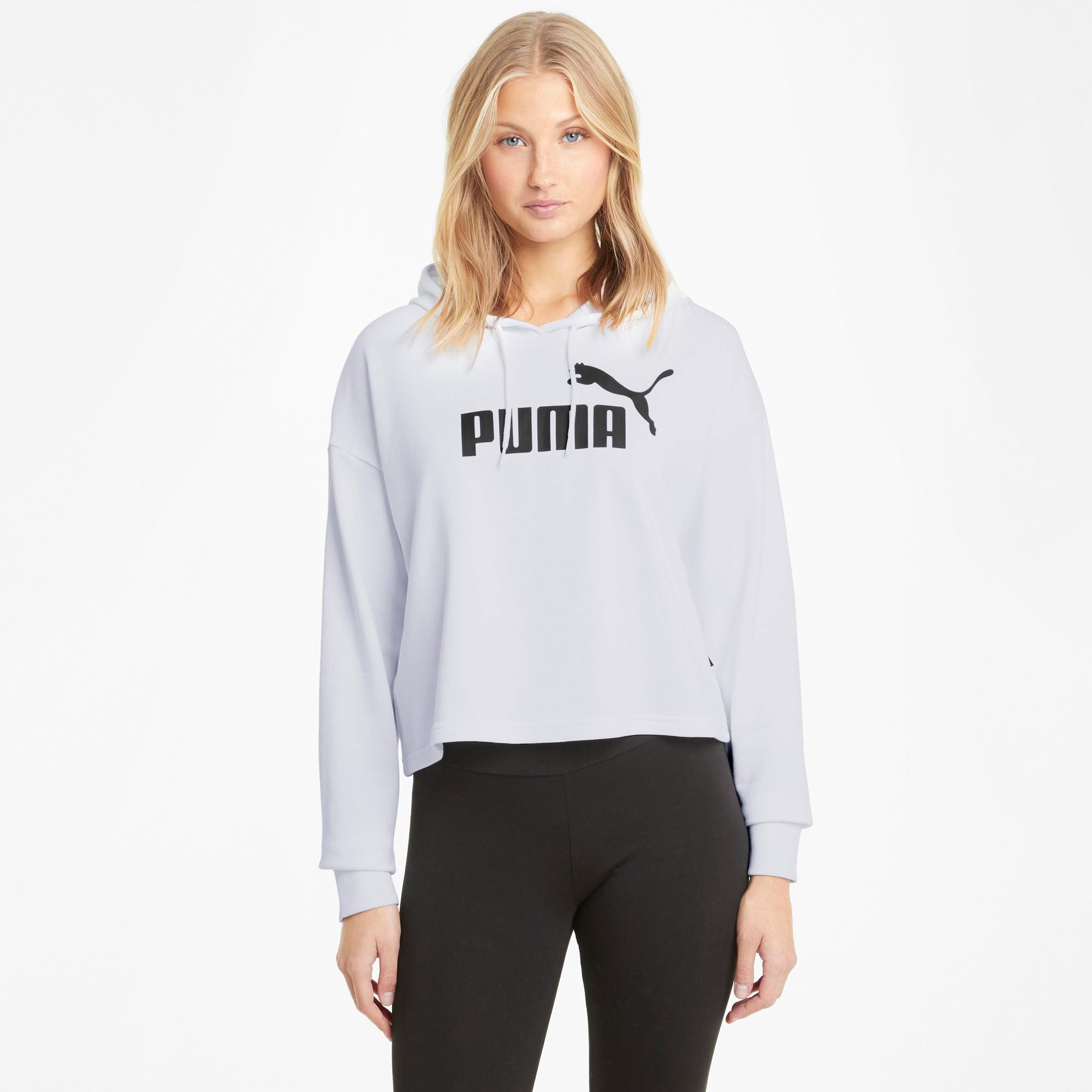 Puma Essentials Cropped Logo Kadın Beyaz Günlük Sweatshirt