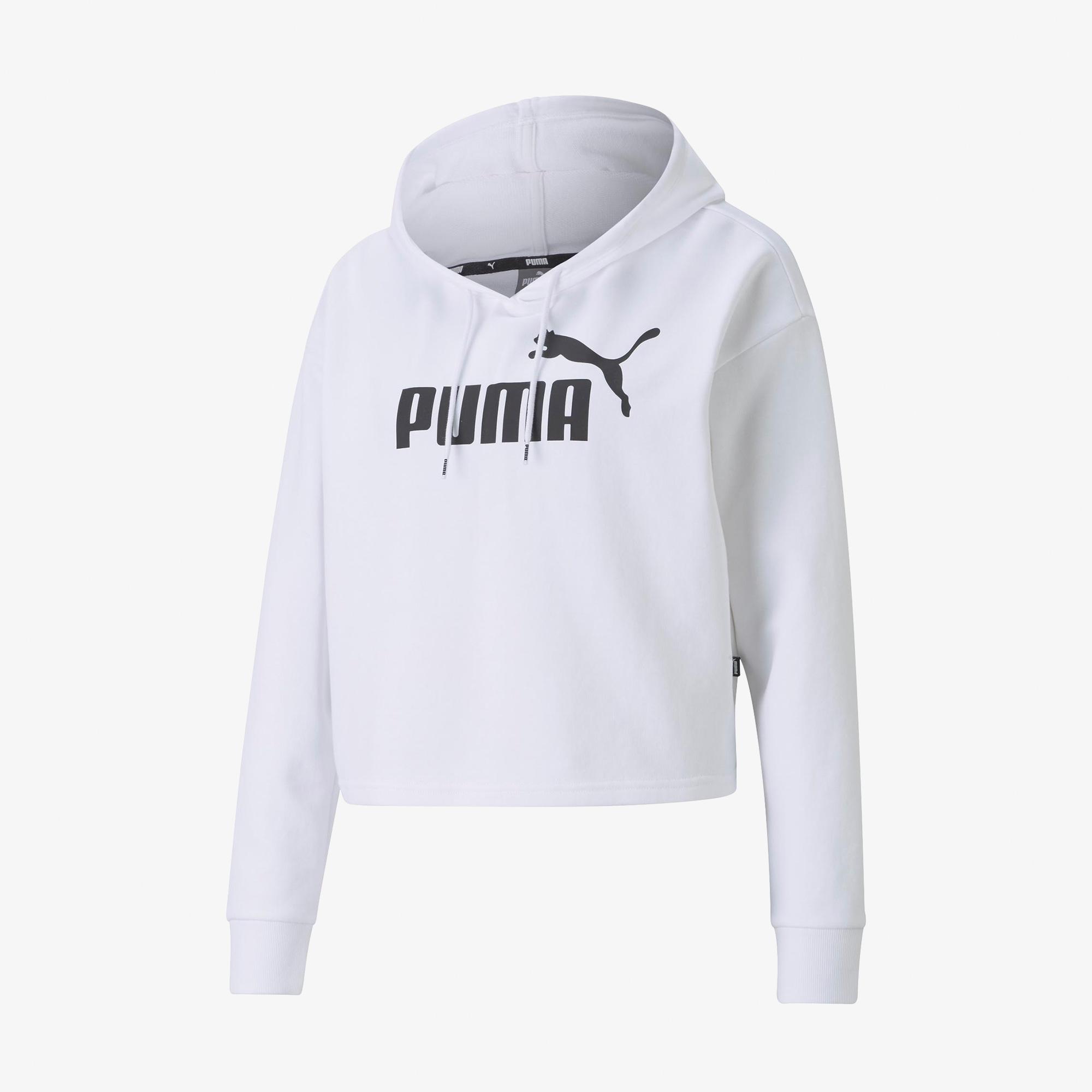 Puma Essentials Cropped Logo Kadın Beyaz Günlük Sweatshirt