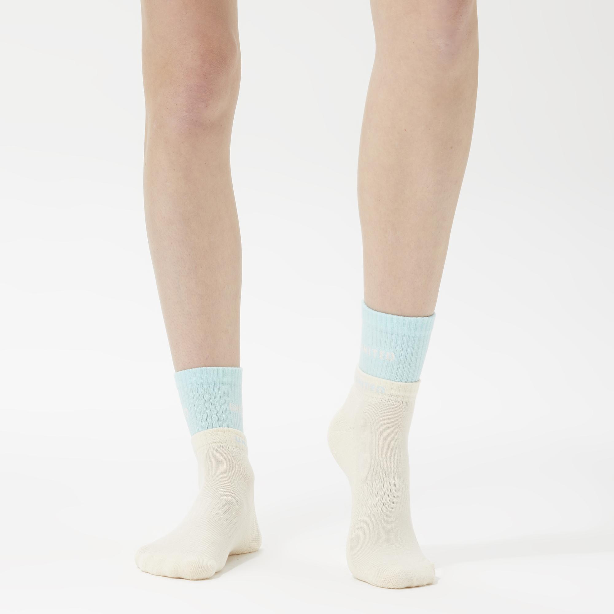 UNITED4 Kadın Mavi/Beyaz 2'li Çorap