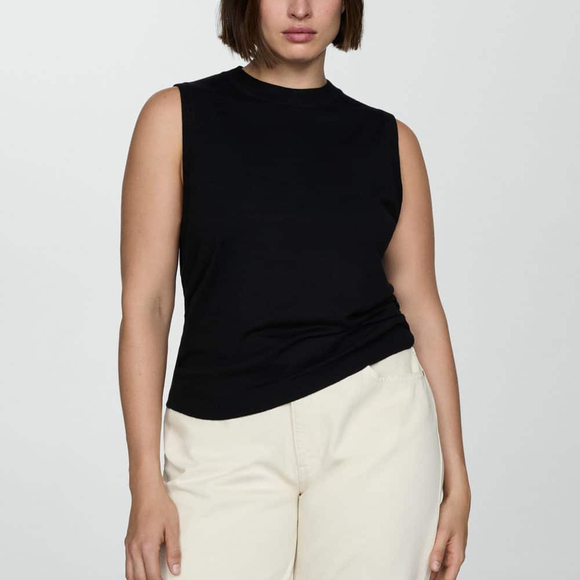 Mango Kadın Askılı Örgü Bluz Siyah