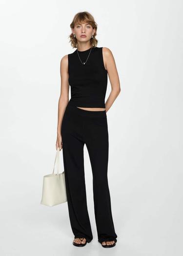  Mango Kadın Askılı Örgü Bluz Siyah