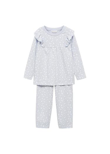  Mango Çocuk Desenli Uzun Pijama Gök Mavisi
