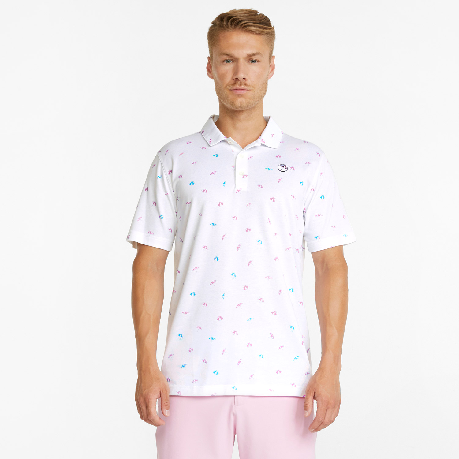  Puma AP Dancing Umbrellas Erkek Beyaz Golf Polo T-Shirt