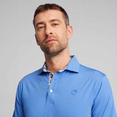  Puma X Arnold Palmer Floral Erkek Mavi Golf Polo T-Shirt