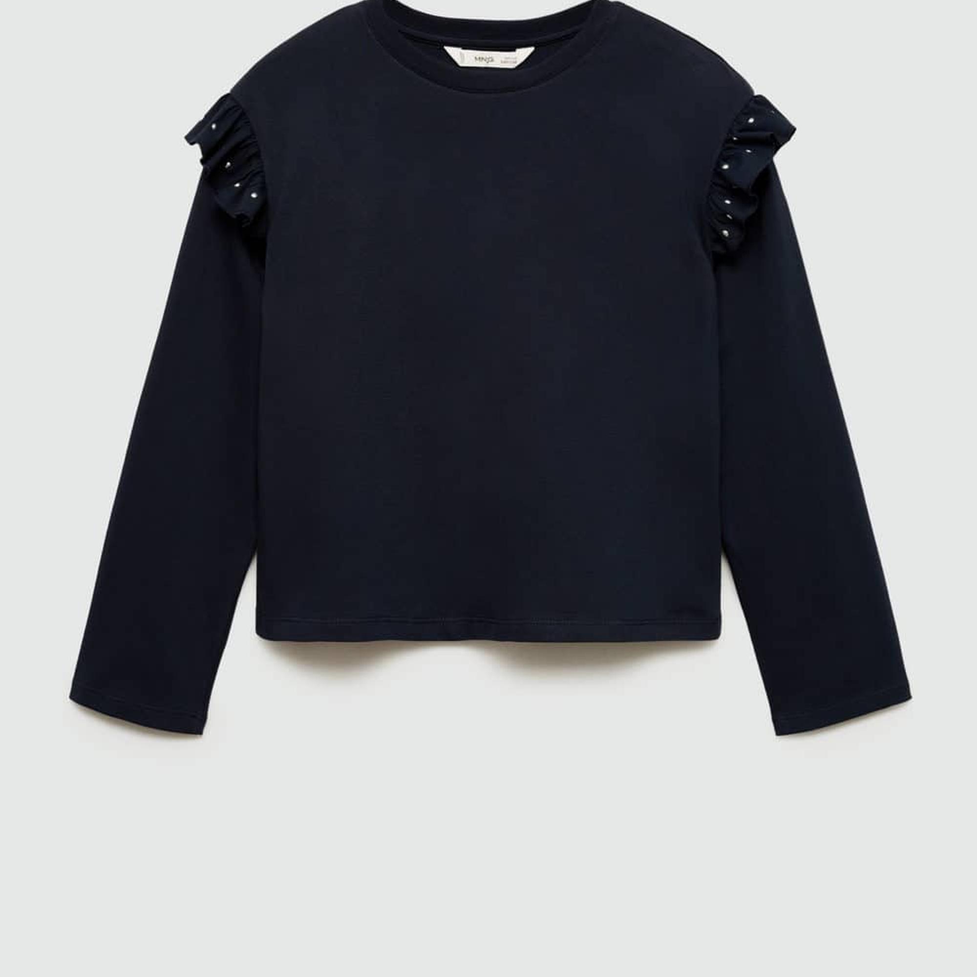 Mango Çocuk Volanlı Zımbalı Tişört Lacivert