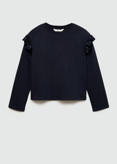  Mango Çocuk Volanlı Zımbalı Tişört Lacivert