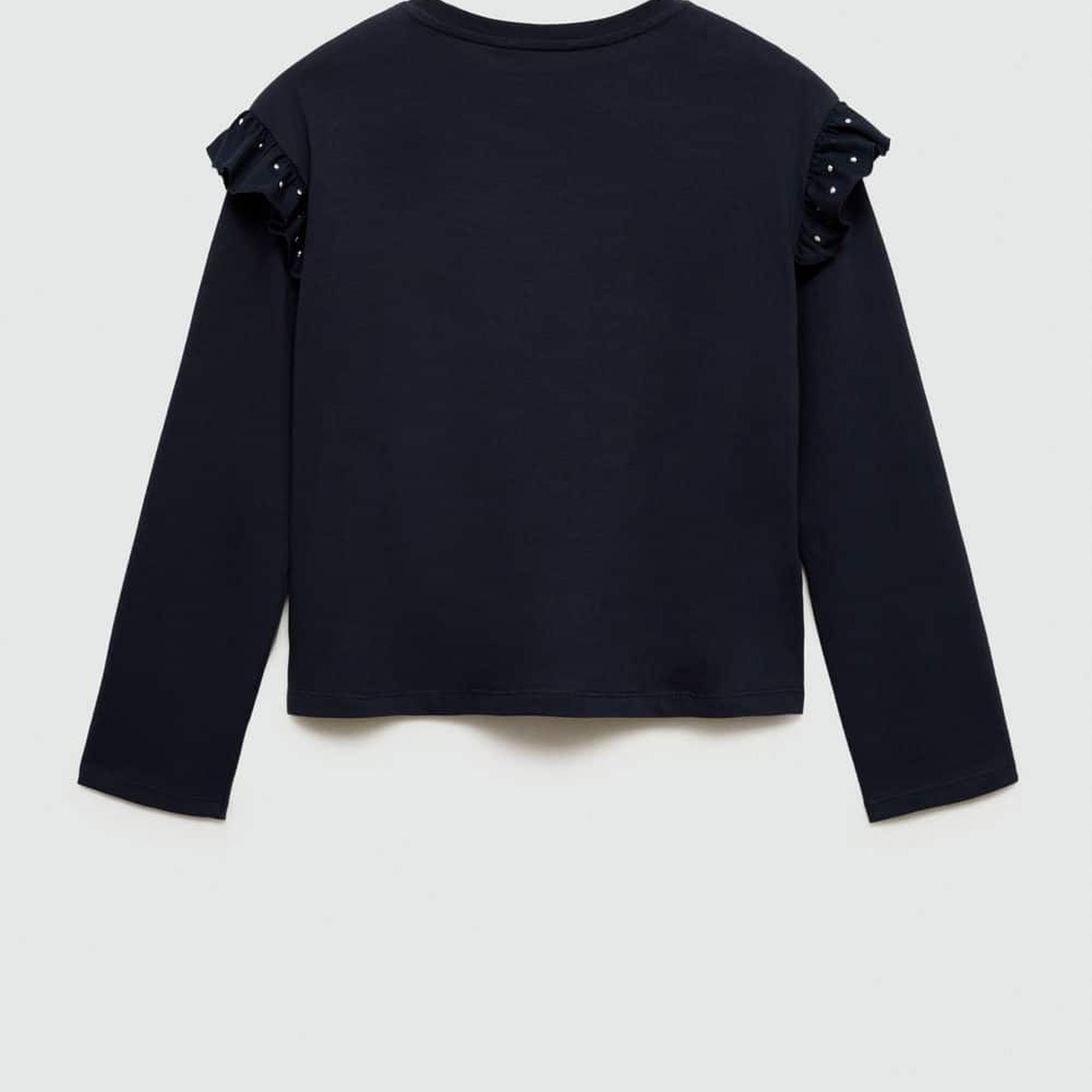 Mango Çocuk Volanlı Zımbalı Tişört Lacivert