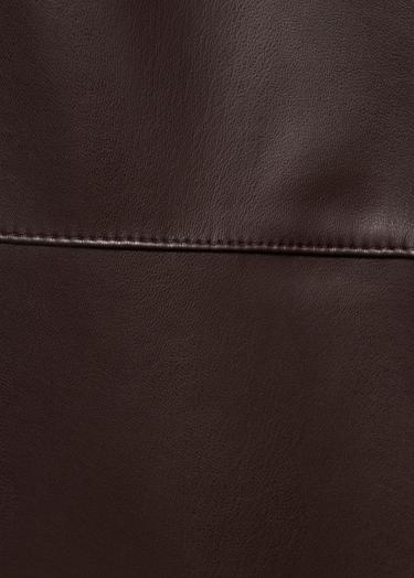  Mango Kadın Deri Görünümlü Beli Elastik Pantolon Çikolata