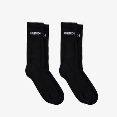  UNITED4 Unisex Siyah 2'li Çorap