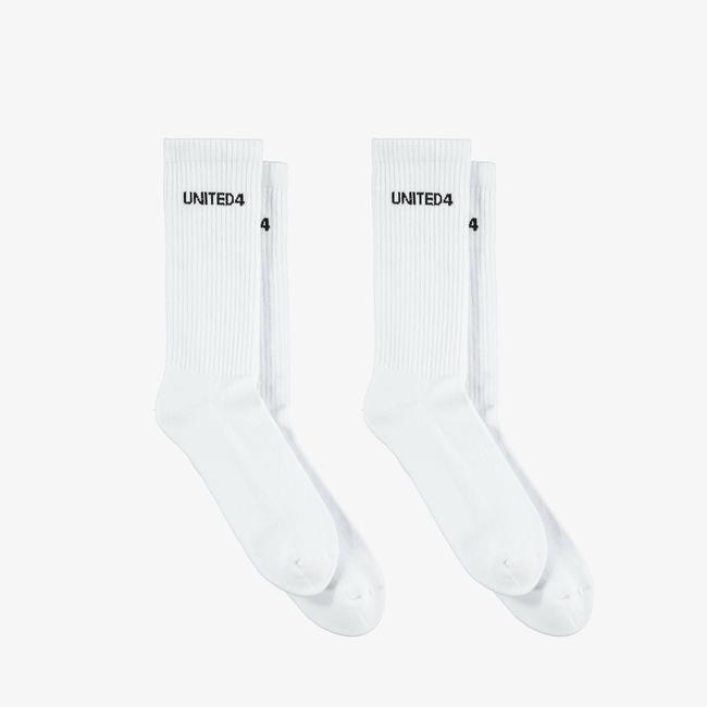  UNITED4 Unisex Beyaz 2'li Çorap