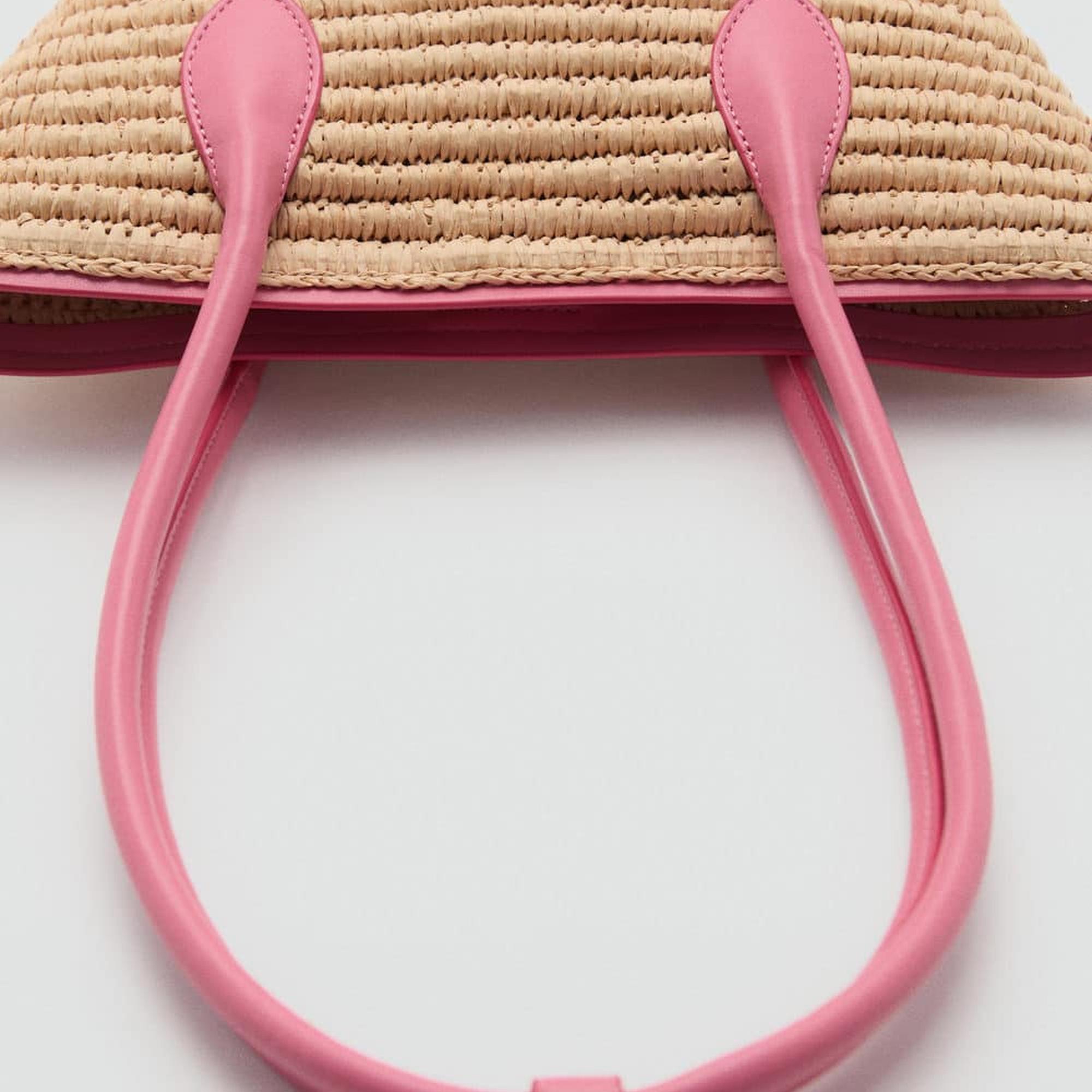 Mango Kadın Doğal Lifli Sepet Çanta Şeker Pembe