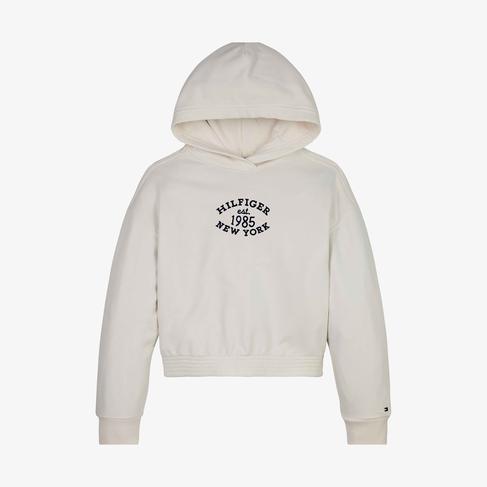  Tommy Hilfiger Monotype Flock Çocuk Beyaz Sweatshirt